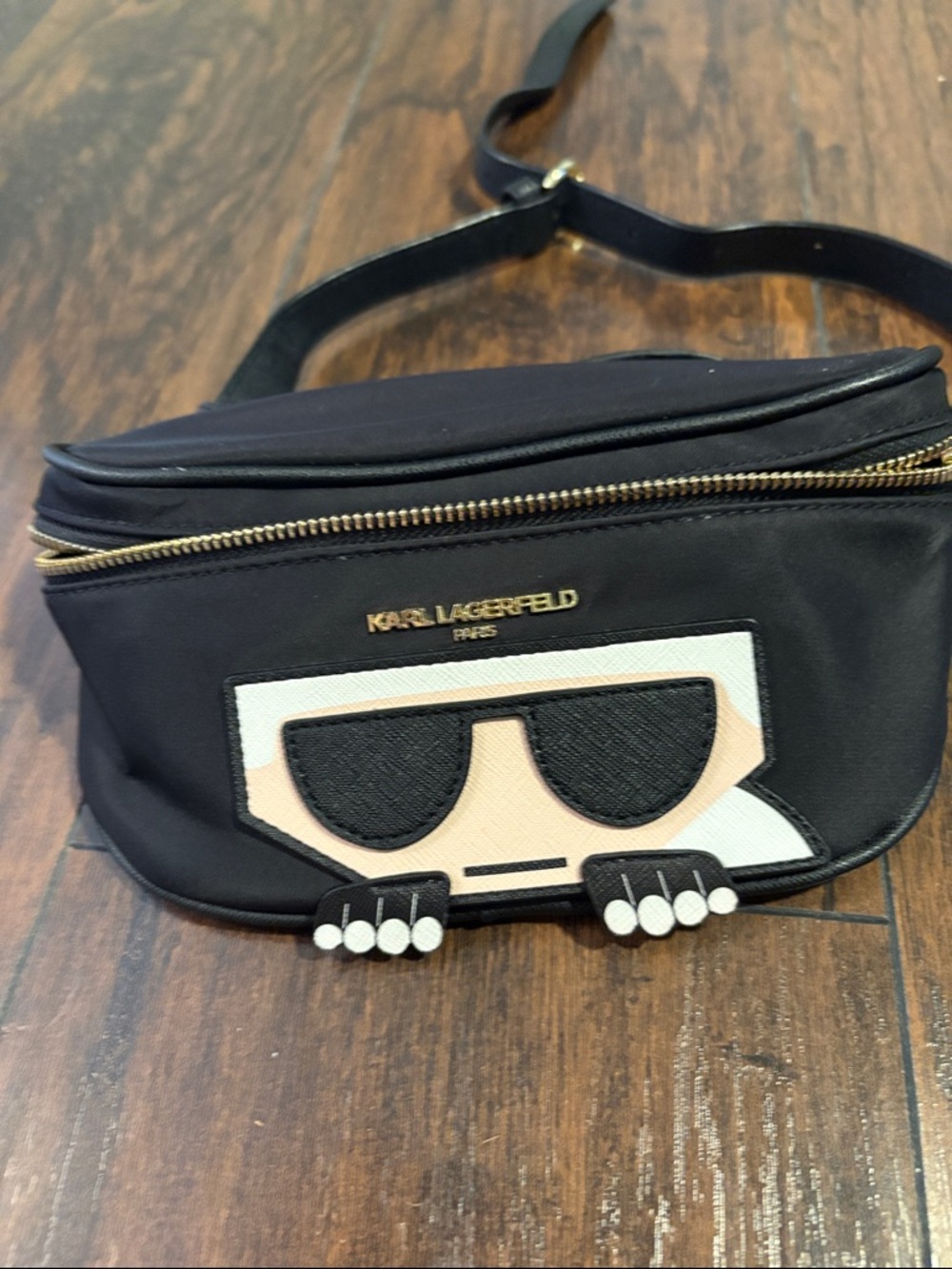 Karl Lagerfeld Black and Cream Belt Bag like new